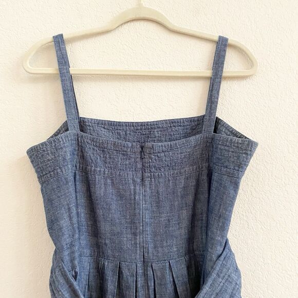 Talbots Women’s Chambray Blue Denim Tie Back Sundress 100% Cotton SZ 12 Zipper - Picture 7 of 11